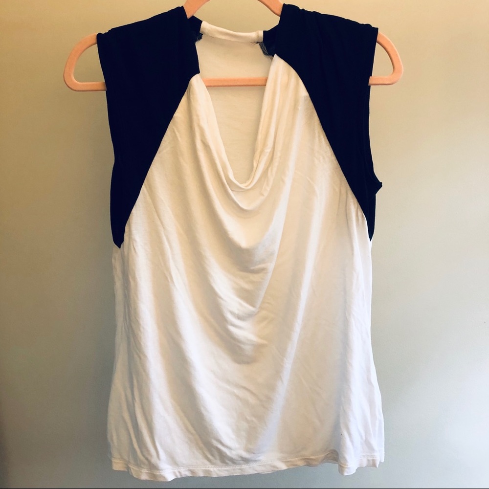 BCBGMAXAZRIA Enya Color Block Cowl Neck Top